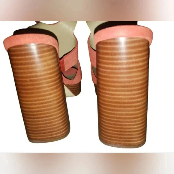 New Michael Kors 9 Punkin Spice Platform Mod Slingback Suede Opentoe Sandals - Picture 6 of 8